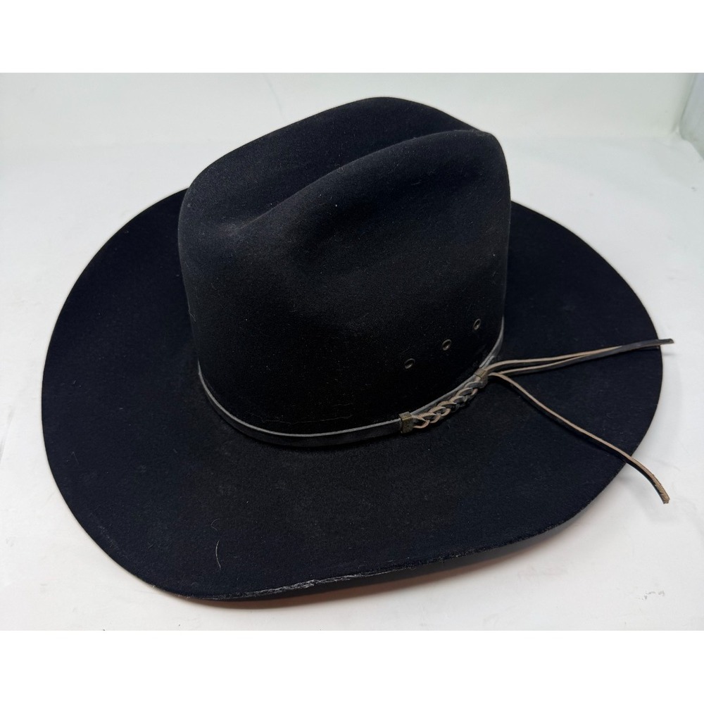 Vtg Bailey Cowboy Hat Mens 7 1/4 Black Western Made in Texas USA Braided Band